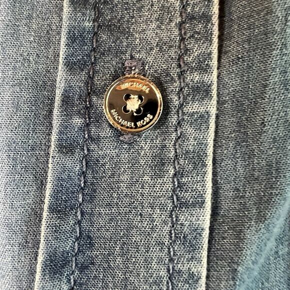 Michael Kors Medium Wash Women's Rhinestone Collar Denim Shirt, Sz. M - Picture 5 of 6